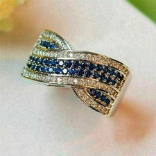 2Ct Round Cut Blue Sapphire Women's Engagement Ring 14K White Gold Plated
