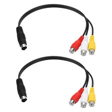 S Video Cable 0.9ft, 4 Pin S-Video Male to 3 RCA Female Composite Adapter