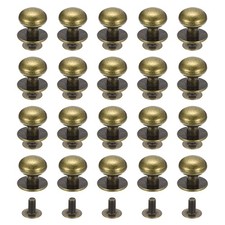 12mm Ball Head Stud Rivets Screw Back, 50Pack Round Head Button, Bronze Tone