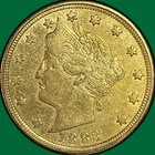 1883 Racketeer Gold Plated Liberty Head V Nickel Extremely Fine XF Coin #41341