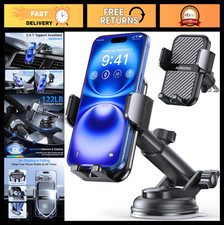 3-in-1 Car Phone Mount - 360  Adjustable Holder, Strong Suction  Stable Clamp f