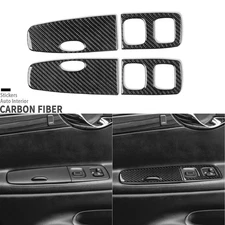 Real Carbon Fiber Rear Window Lift Switch Panel Cover For Cadillac DeVille 00-05