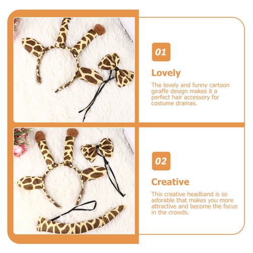 Lovely Giraffe Headband Costume Animal Ears Decorative Kids Plush - Picture 4 of 12