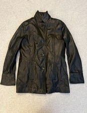 Wilson s Leather Jacket Women's Medium Black Thinsulate Button Front Coat Chic