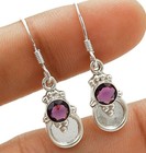 Natural Amethyst 925 Solid Sterling Silver Earrings 1 1/4'' Long @1-9 — photo 2