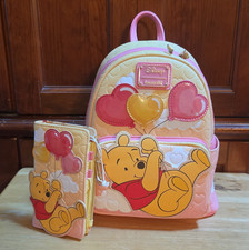 Loungefly Disney Winnie the Pooh Mini Backpack Wallet Set Pink Beige