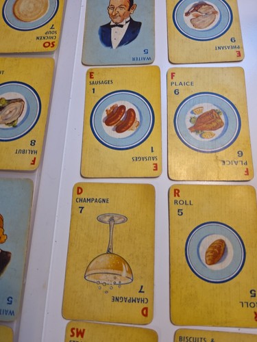 Vintage Menuette Card Game 1940s 50 Menu cards 3 Waiter cards Ref Card - Picture 20 of 24