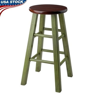 Rustic Green Walnut Counter Stool Indoor Use Kitchen Bar Dining Room Furniture