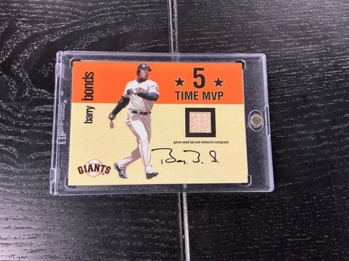 Barry Bonds 2003 Fleer 5 Time MVP Game-Used Bat Auto 155/613