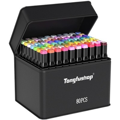 Alkohol Marker Set 80 Stück Schnell Trocknend Doppelseitig Malen Zeichnen Design