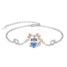 Valentines Day Gifts for Women Axolotl Heart Bracelets for Women Sterling Silver