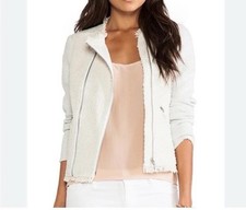Rebecca Taylor Summer StarCream Moto Style Tweed Jacket 12