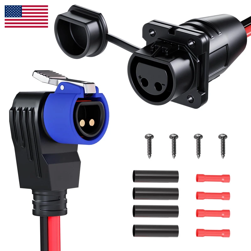 Qiergub 60A Trolling Motor Plug And Receptacle For Minn Kota 8 Awg Wire 2 Pin