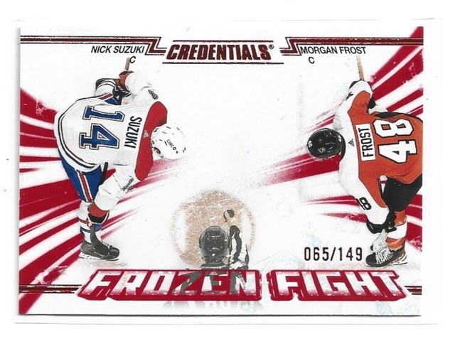 24-25 UD Credentials Frozen Fights Red /149 Nick Suzuki / Morgan Frost FF-SF
