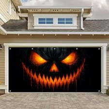 Halloween Door Cover 13x6ft Polyester Garage Banner  Polyester, glowing