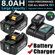 2PACK For Makita 18 Volt 8.0Ah LXT Li-Ion Battery BL1860B BL1830 BL1850 /Charger