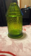 Viking Paul Revere Fairy Lamp Candle Vintage beautiful green Glass, 2-Piece READ