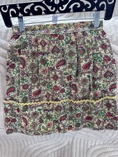 Vtg Handmade Half Apron Patchwork Paisley Hearts Ric Rac Trim Retro Cottagecore