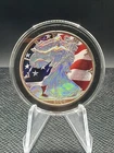 2006 $1 American Silver Eagle American Flag Holographic In Protective Capsule
