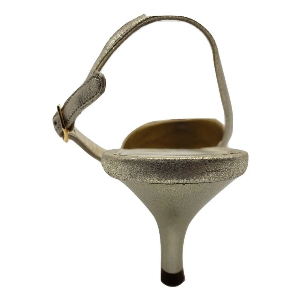 1313 Stella Lizard Platino Argento Leather Versani Slingback Pumps - Image 4 of 4