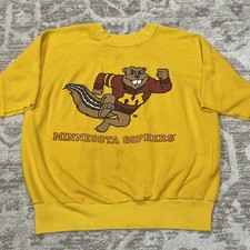 Vintage Minnesota Gophers Charging Goldy Large Sweatshirt USA Cut Off Sleeves