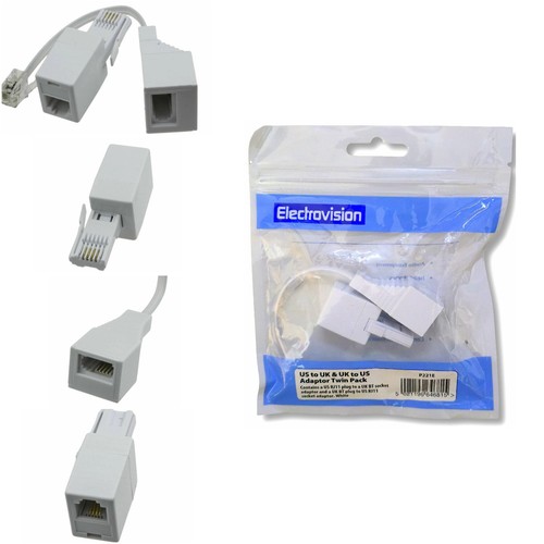 2x PACK RJ11 Socket/Plug & BT Male/Female Telephone US - UK/UK - US Adapter LOT - 第 2/13 張圖片