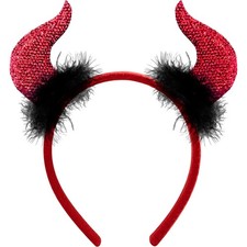 MDDRUIQI Halloween Devil Horns Headband Plus Size Women Red Green L