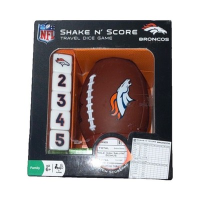 NFL Shake N' Score Dice Game - Broncos Theme Travel Ages 6+ 2 Players