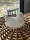 Vintage Hen on Nest Hazel Atlas White Milk Glass Candy Dish 4.5"