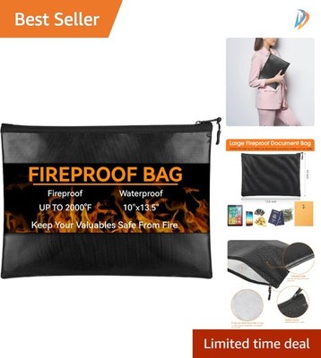 Secure and Stylish Fireproof Bag 10''x13.5'' for Passports & Important Papers