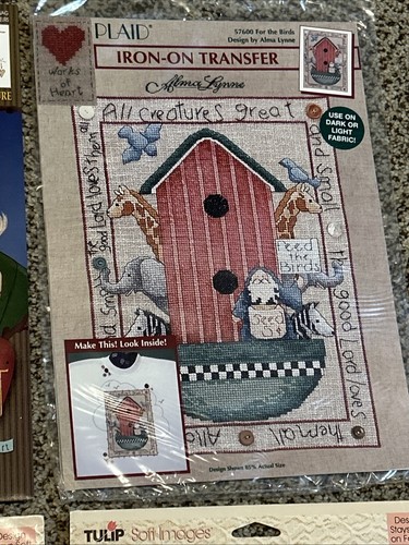 Lot of 12 Vintage Iron On Transfers PLAID TULIP Birdhouse Memory Wear - Picture 5 of 13