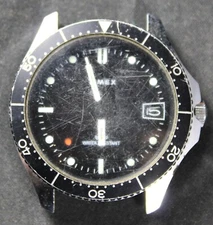 Timex "Red Dot" Diver 39mm Date Watch - Vintage - Runs - Needs Service