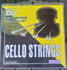 DADI STEEL ROUND WOUND EXTRA SUPER LIGHT CELLO STRINGS V118 NEW HANDMADE