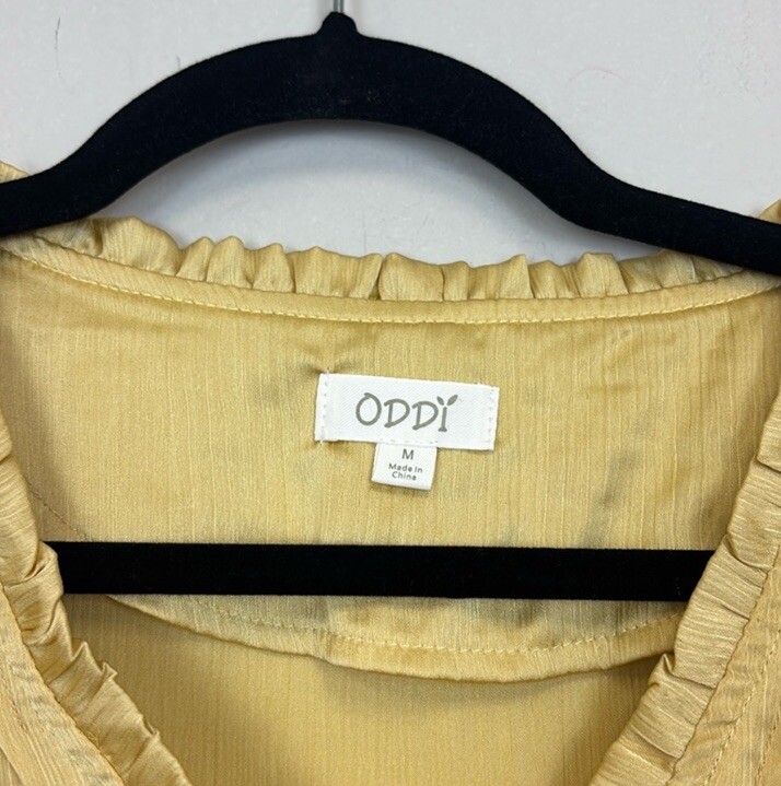 Oddy Yellow Gold Button Down Blouse Top Dressy Ca… - image 3