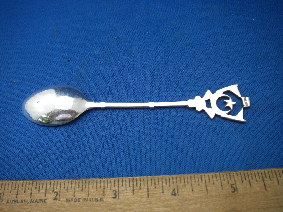 Boa colher de café prata islâmica - cabo estrela e crescente - marca prata - Imagem 3 de 4