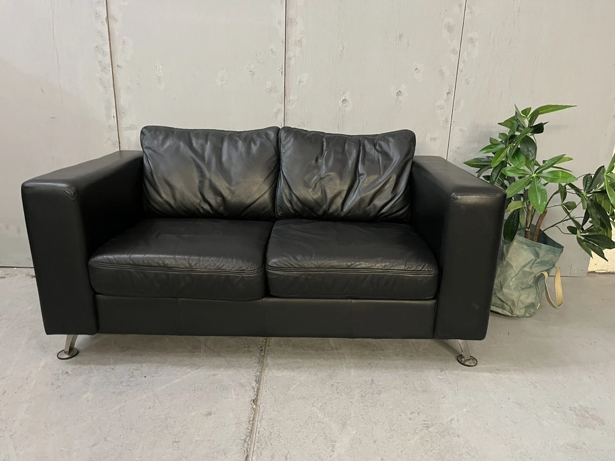 Black leather cheap sofa ebay