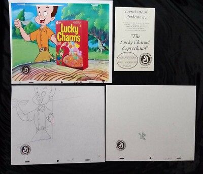 The Lucky Charms Leprechaun Original Production Cel Seal Cert Advertising Boy 17