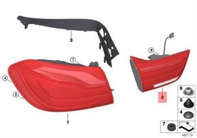 OEM BMW F82 MOSP Coupe Rear Light in Trunk Lid Left 7443129 