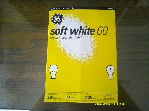 GE SOFT WHITE 60W Long Life A19 Vintage Standard Bulb (4 PACK) GENERAL ELECTRIC