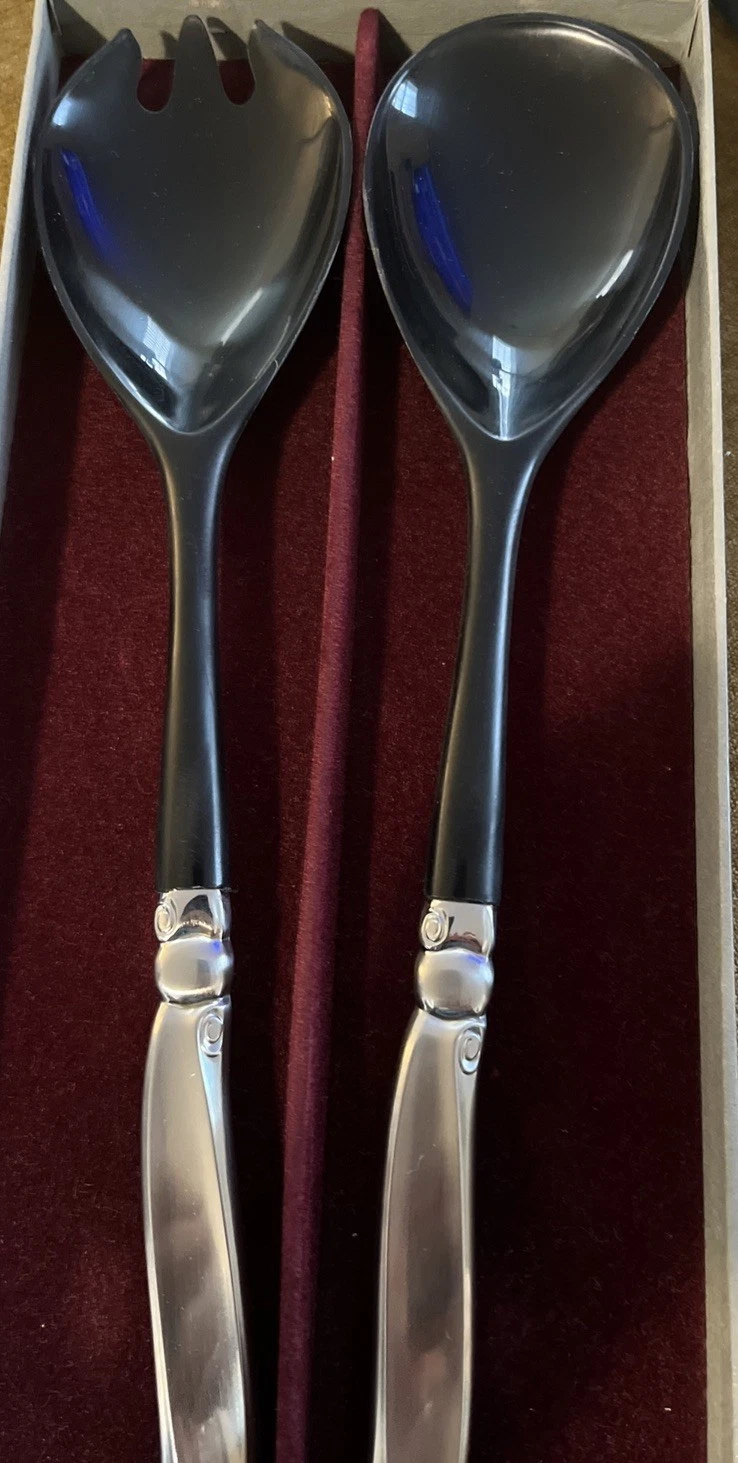 Stainless Steel Handled Salad & Pasta Serving Set (Spoon & "Spork?")