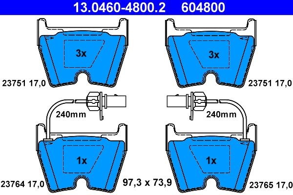 Bremsbelagsatz Scheibenbremse Ate 13.0460-4800.2 (1Satz-1Stk.)-image