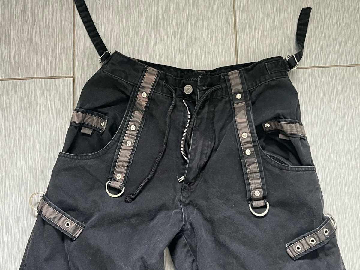 Criminal Damage Wide Leg Rave Skater Denim Y2k Jeans 28 Vtg Black