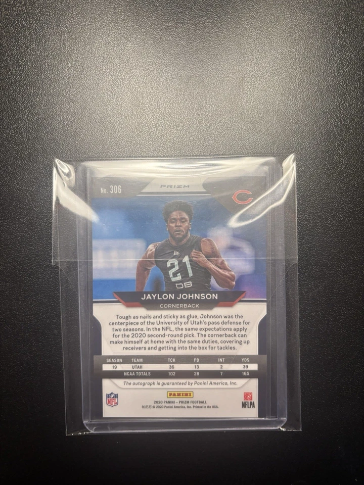 2020 Panini Prizm - #306 Jaylon Johnson Green Pulsar Auto Autograph (RC) Rookie - Image 2 of 2