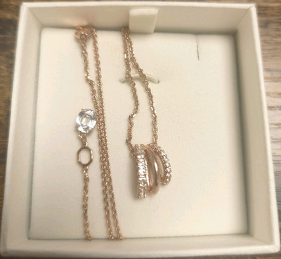 Swarovski Halskette Roségold 45 cm mit rundem weißen Stein-Anhänger