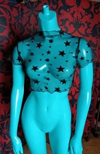 Xs Black Sheer Lace Crop Top Stars Y2k 90s Go...