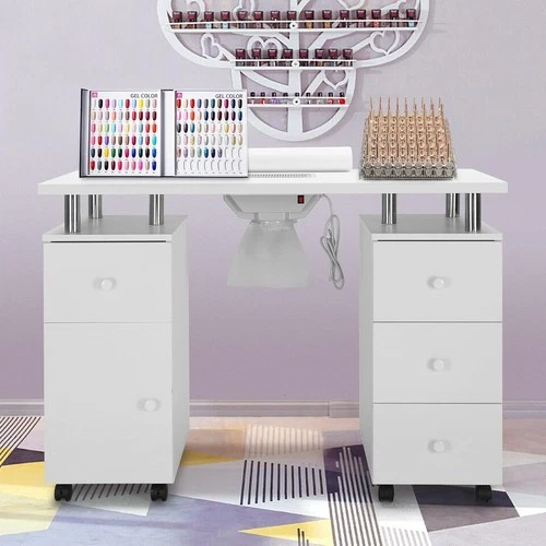 Manicure Table Nail Desk Workstation with Dust Collector +Wrist Pad+ Drawers