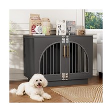 Kepptory Wooden Dog Crate Furniture End Table, Decorative Pet Kennel with Dou...