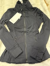 Black Women's Track Jacket Full Zip Thumbholes Pockets Long Sleeve