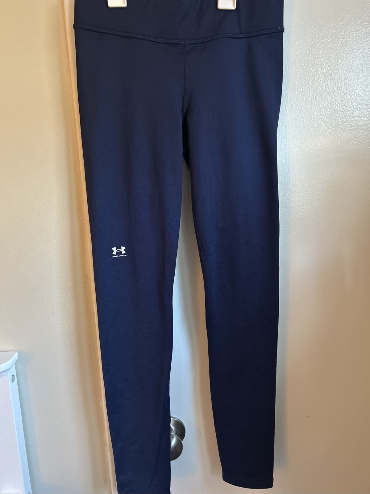 Under Armour Women’s Small Compression Leggings Navy Blue Mid Rise Full Length N