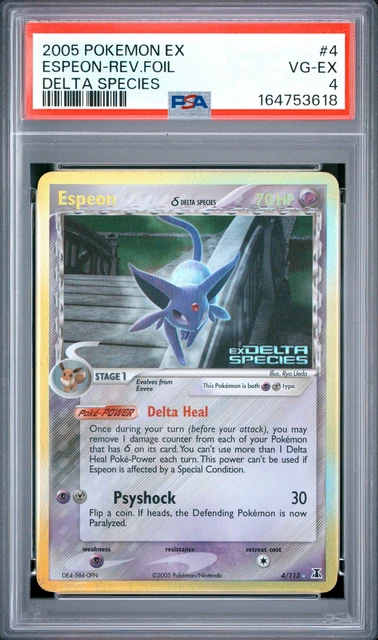 2005 POKEMON EX DELTA SPECIES #4 ESPEON-REVERSE FOIL PSA 4